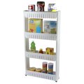 Basicwise Slim Storage Cabinet Organizer 4 Shelf Rolling Pull Out Cart Rack Tower with Wheels QI003220